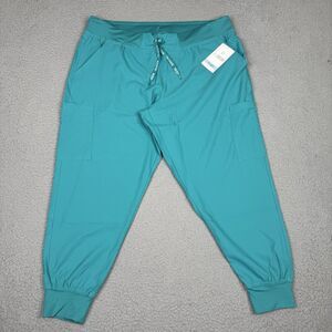 Med Couture Scrub Pants Womens XLP Extra Large Petite Teal Insight Cargo Jogger